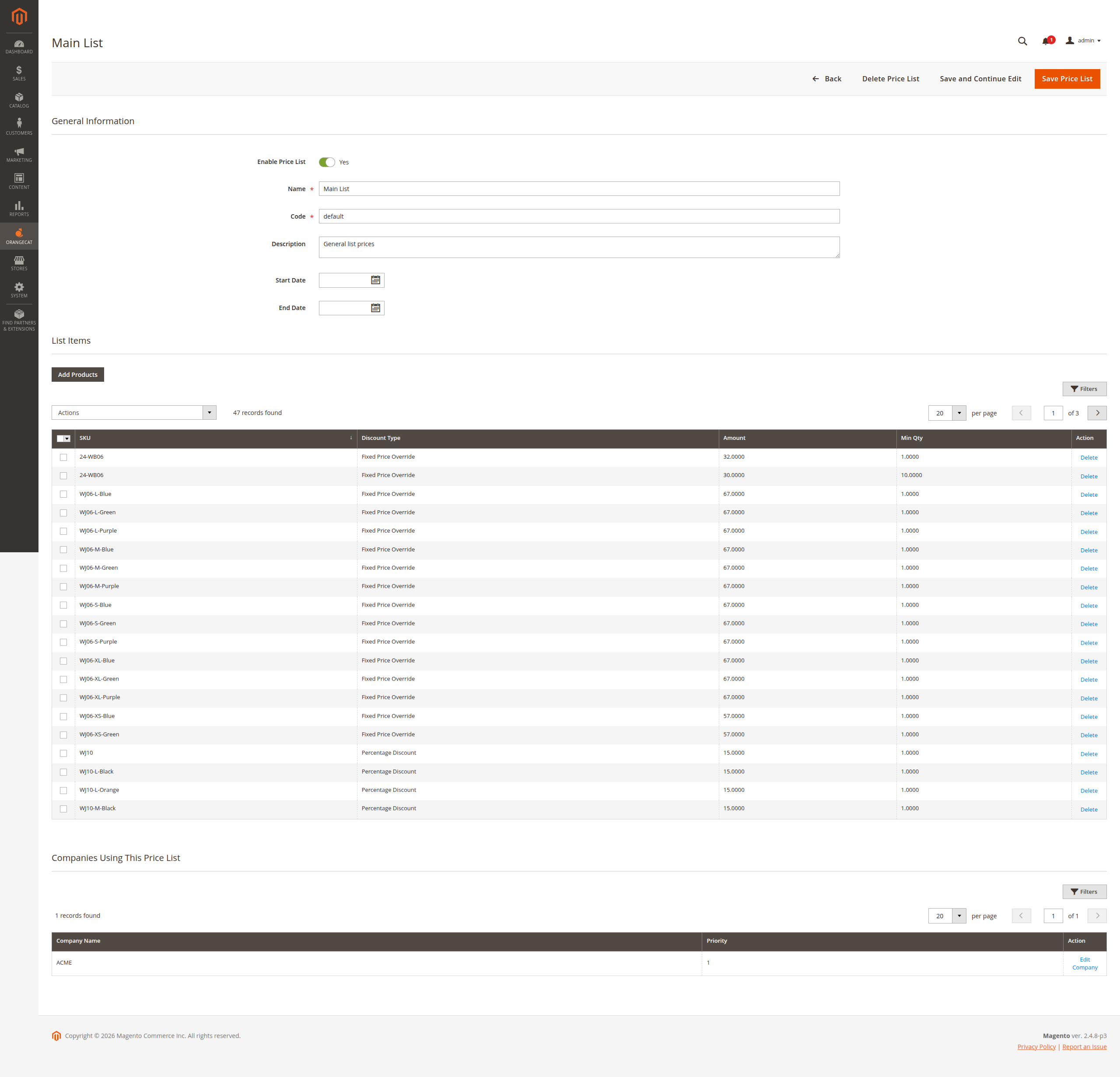 Editar Lista de Precios