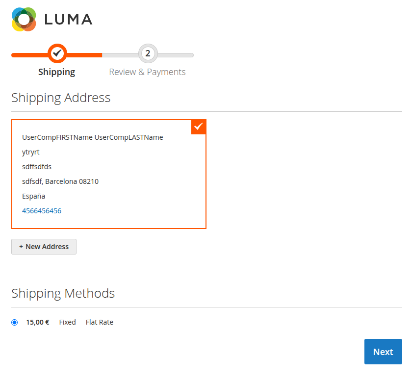 Métodos de Entrega en el Checkout