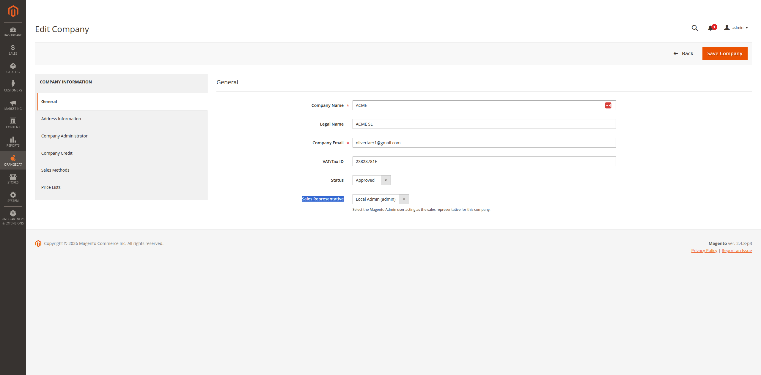 Asignación de Representante de Ventas