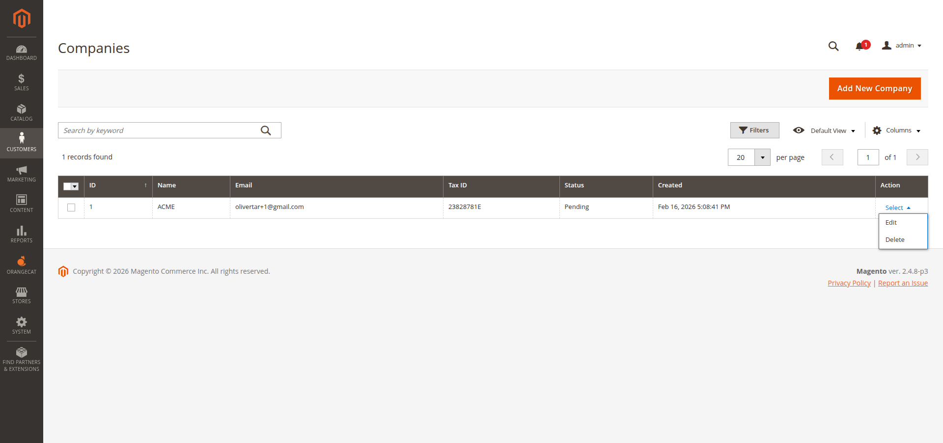 Cuadrícula de Empresas
