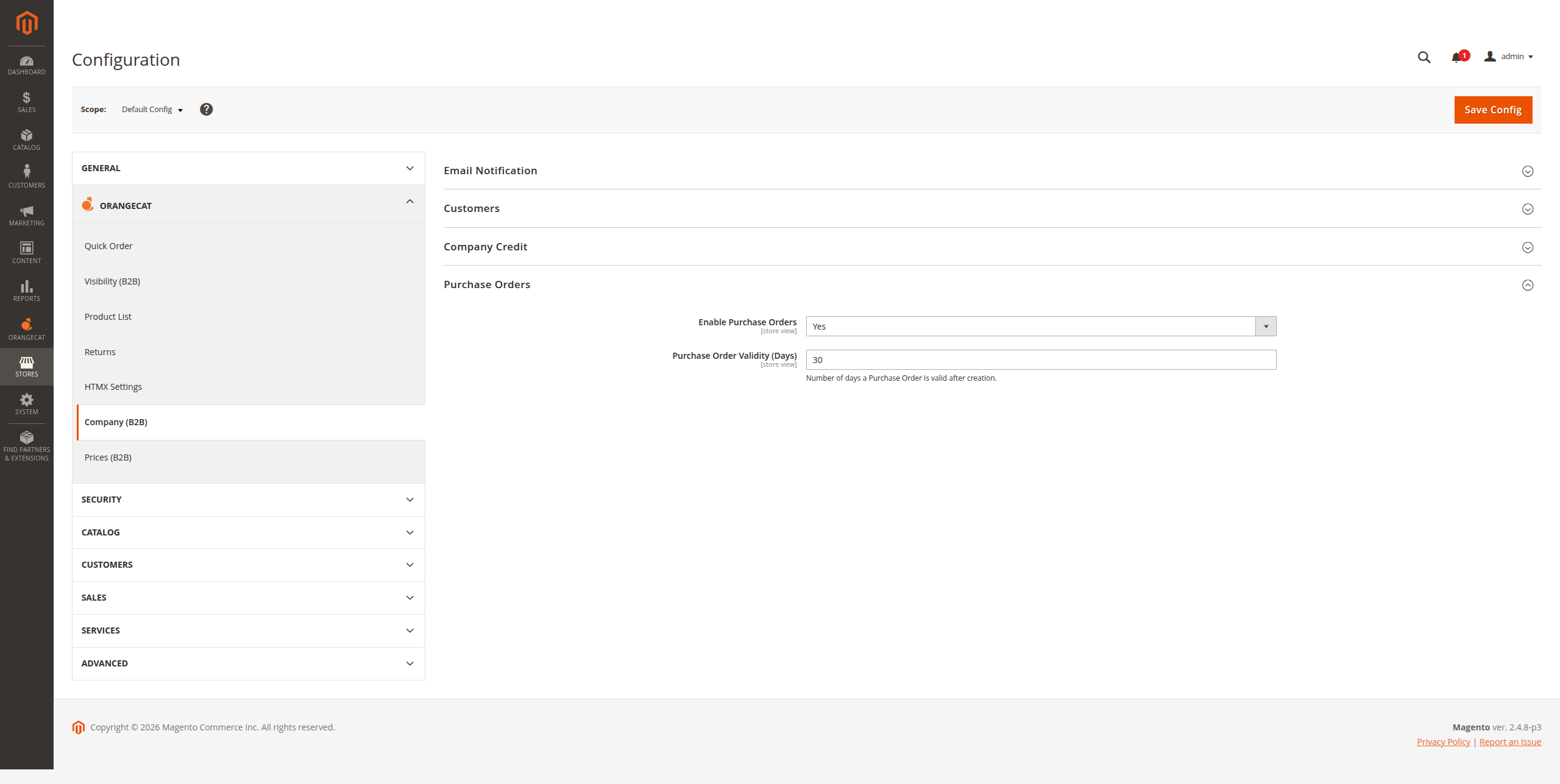 Configuración del Admin
