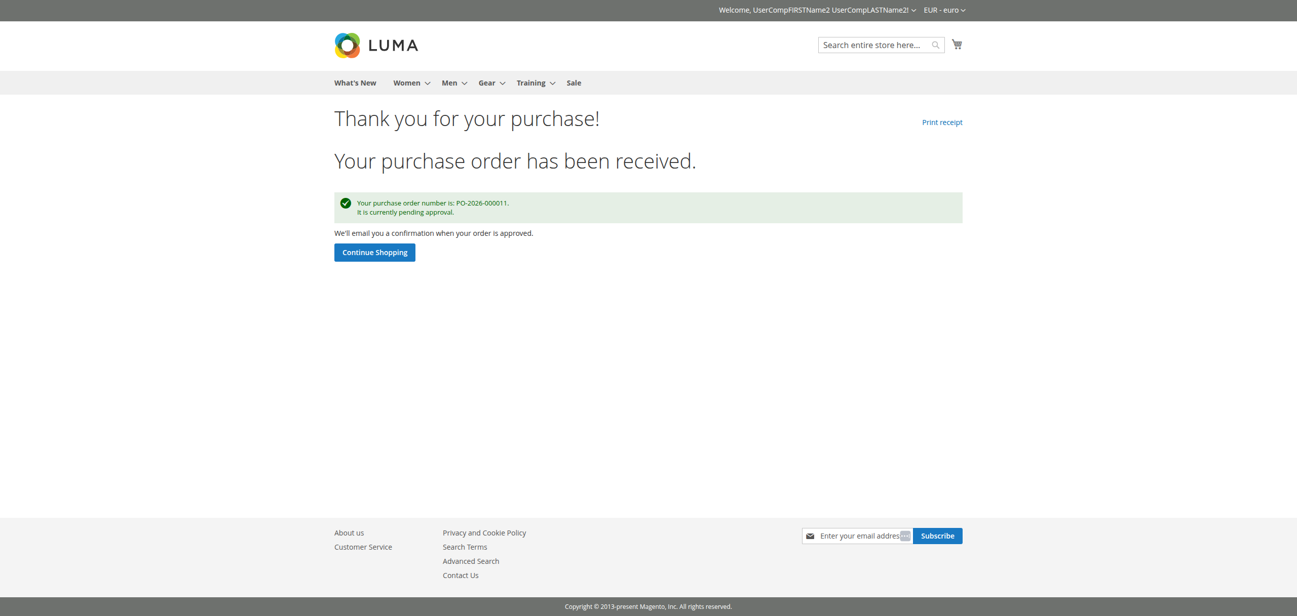 Éxito en el Checkout