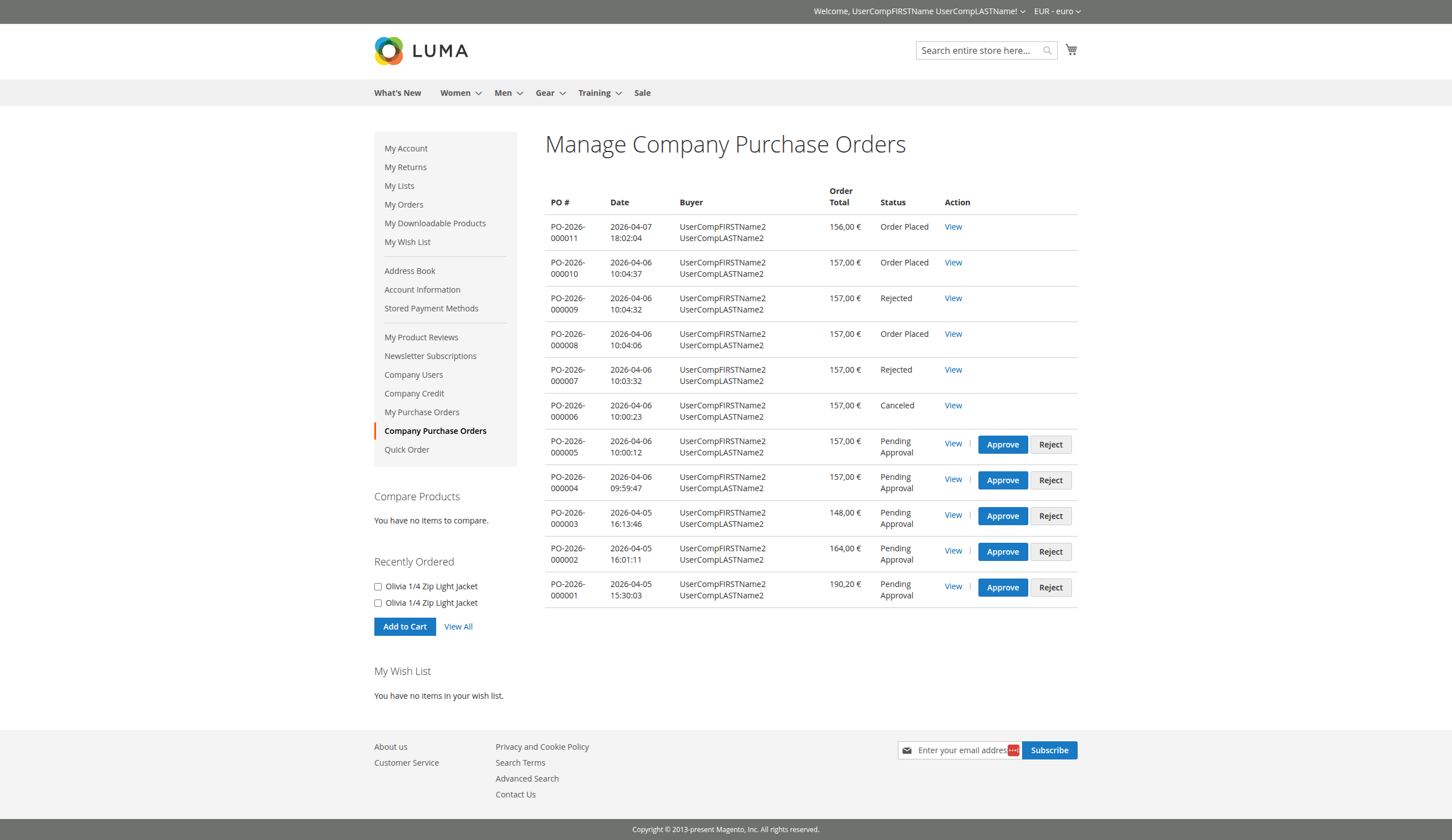 Lista de OC de la Empresa