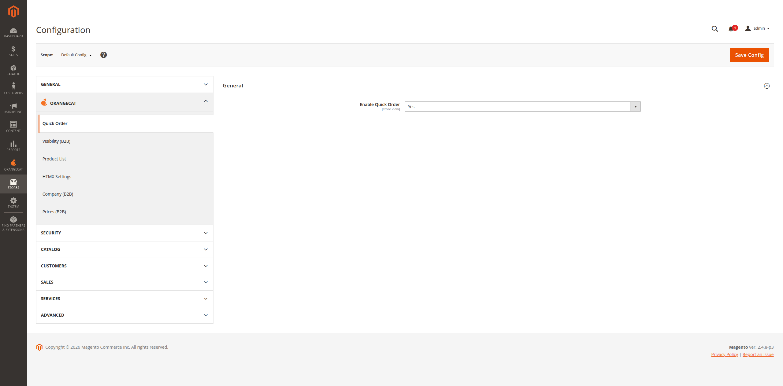 Configuración del Pedido Rápido en el Admin