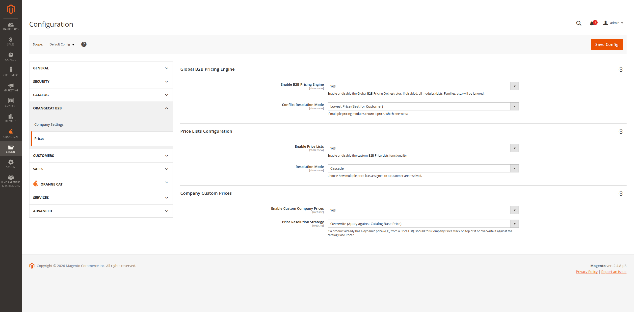 Prices Configuration