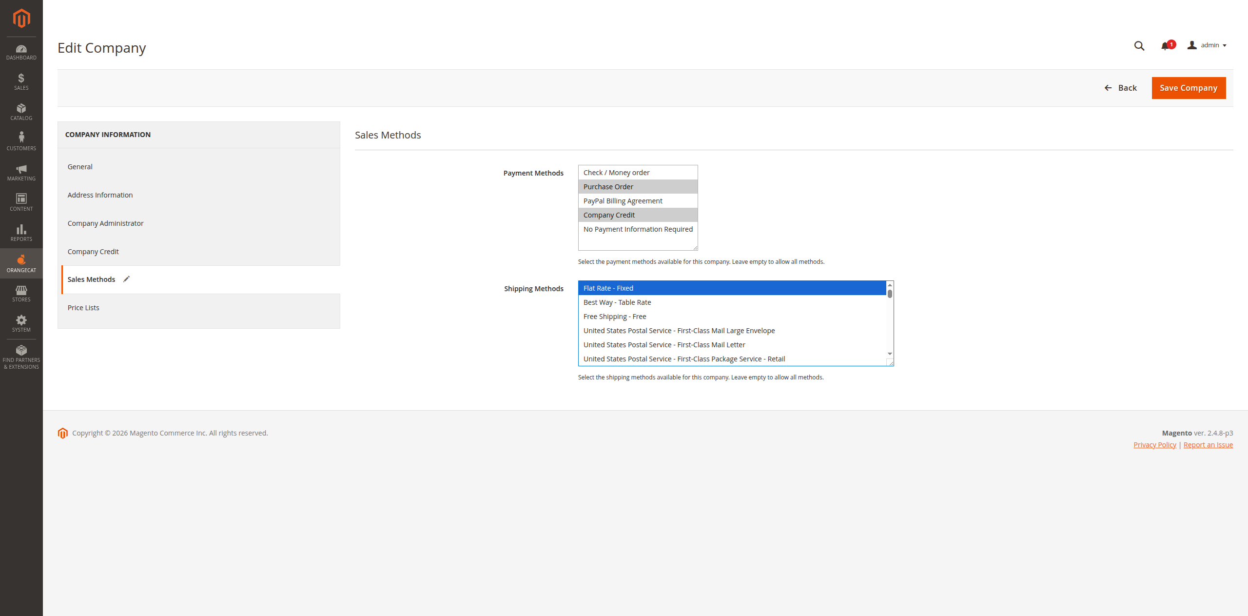 Company Methods Assignment