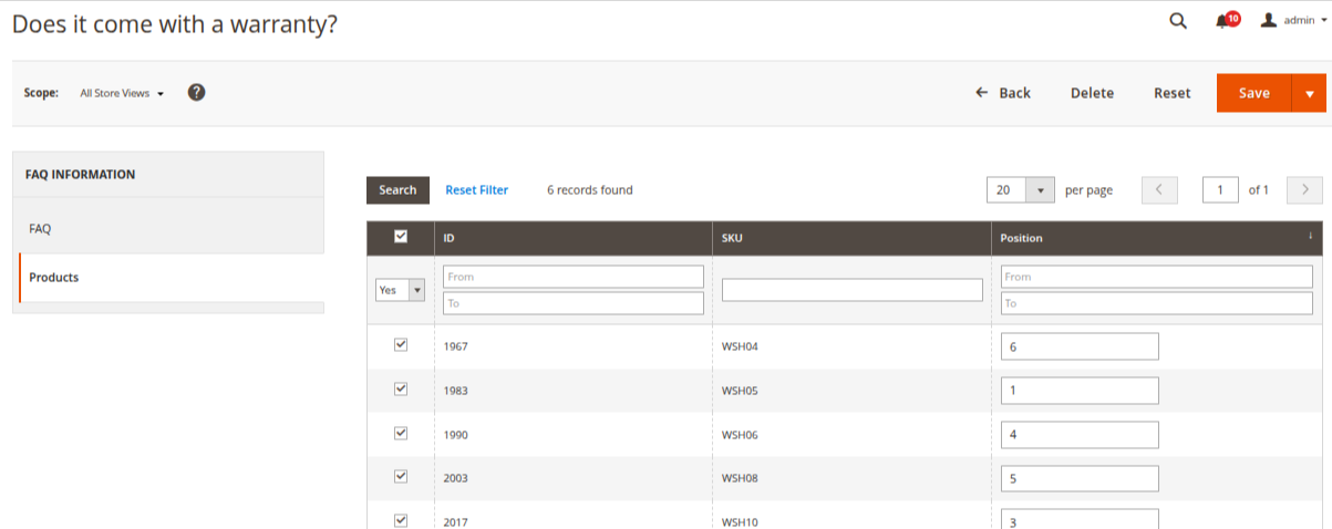 Asignación de Productos